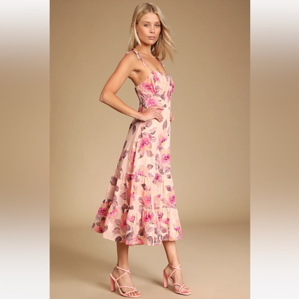 Lulus tea party pink floral dress
